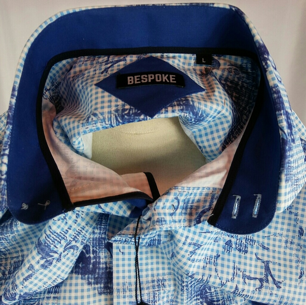 Bespoke Modern Fit Shirt Blue Checks & Designs L - Picture 5 of 5